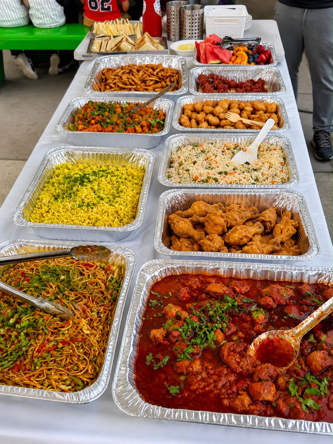 Tandoori chicken platter prepared for catering